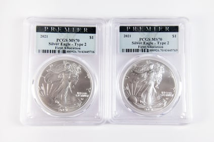 2 2021 Eagle Landing Silver Eagle $1