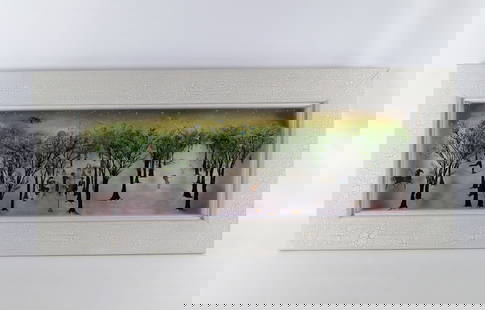 3D Work of Art by Jean-Pierre Weill: Three Dimensional Work of Art by Jean-Pierre Weill (1954-). Entitled "Forest Avenue Revisited". Hand pulled serigraph on multiple levels of glass. Its colors on glass are hand painted. Signed in