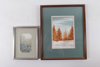 Group Lot of 2 Original Watercolors by Diane E. Israel