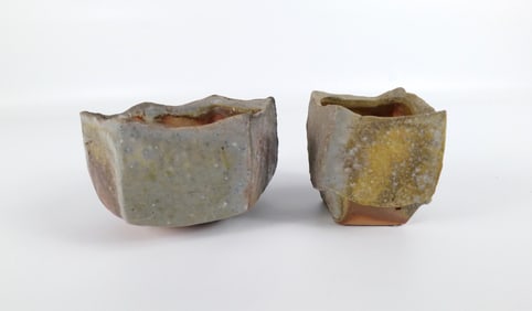 Lot of 2 Tim Rowan Studio Art Pottery Brutalist Bowls