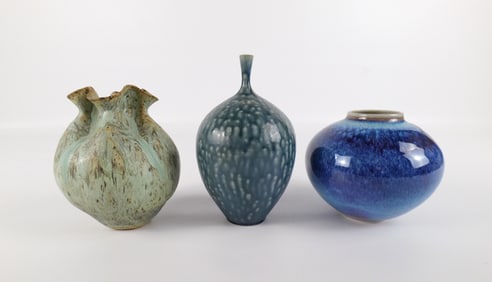 Lot of 3 Artist Signed Studio Art Pottery Vases