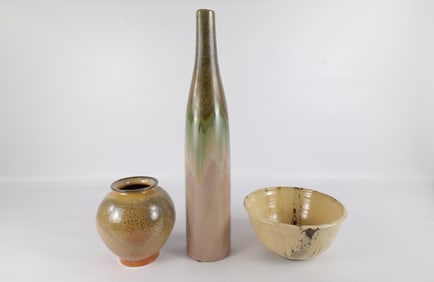 Lot of 3 Studio Art Pottery Pieces - 2 Artist Signed