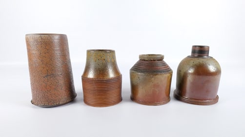 Lot of 4 Studio Art Pottery Vases - 2 Artist Signed