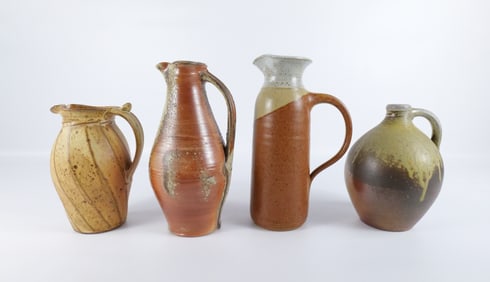Lot of 4 Studio Art Pottery Pitchers - 3 Artist Signed