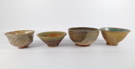 Lot of 4 Studio Art Pottery Bowls - 2 Signed