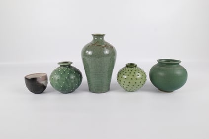 Lot of 5 Studio Art Pottery Pieces - 2 Signed
