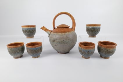 Artist Signed Studio Art Pottery Tea Set