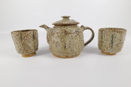 Artist Signed Studio Art Pottery Tea Set