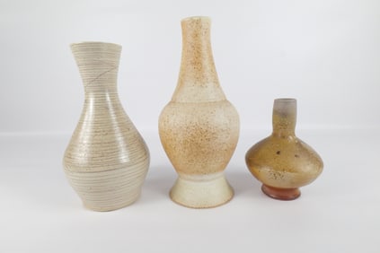 Lot of 3 Artist Signed Studio Art Pottery Vases