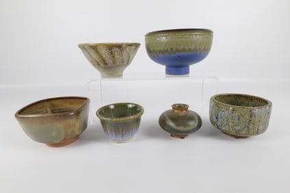 Lot of 6 Artist Signed Studio Art Pottery Bowls