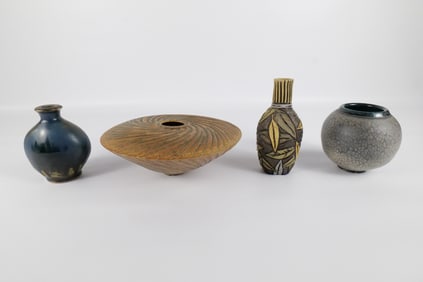 Lot of 4 Studio Art Pottery Vases - Three Signed