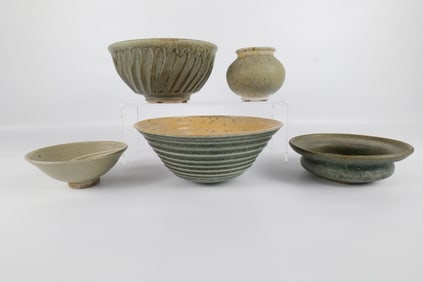 Lot of 5 Studio Art Pottery Pieces - 4 Signed