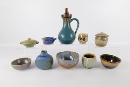 Lot of 10 Studio Art Pottery Items - Mostly Signed