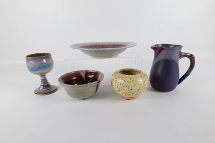 Lot of 5 Studio Art Pottery Items - Signed and Unsigned