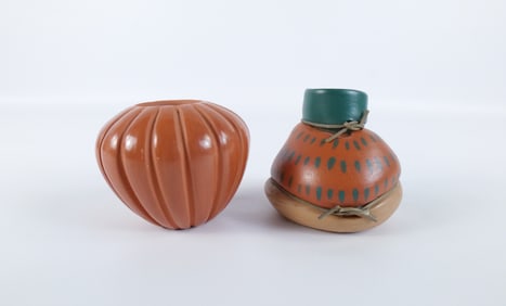 Lot of 2 American Indian Vases - Both Signed