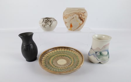 Lot of 5 Native American Pottery Pieces - Signed and Unsigned