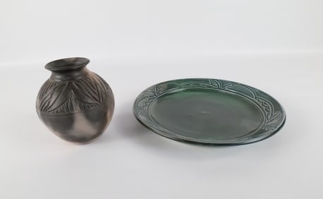 Diane Heart Lot of 2 Studio Art Pottery Pieces
