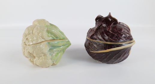 Patricia Garrett Lot of 2 Studio Art Pottery Covered Bowls