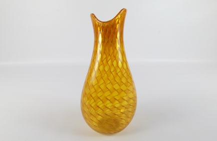 John Geci Studio Art Glass Fishnet Vase