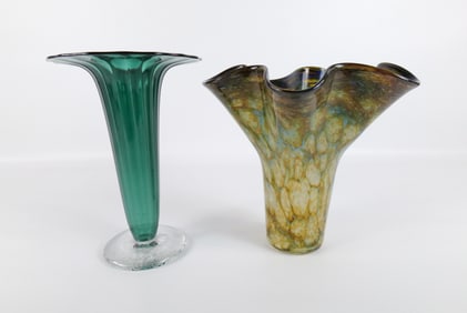 Lot of 2 Art Glass Vases