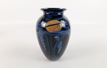 Blue Moon Trees by Rick Satava Studio Art Glass Vase