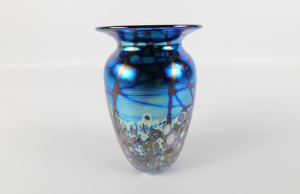 Iridescent Elaine Hyde Studio Art Glass Vase