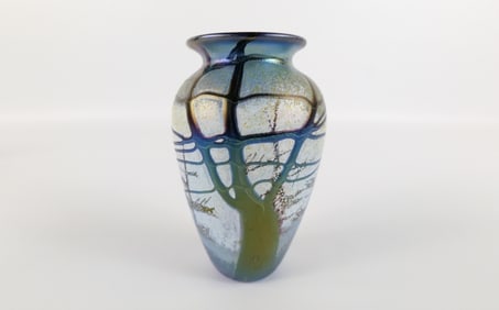 Mt. Shasta by Rick Satava Studio Art Glass Vase