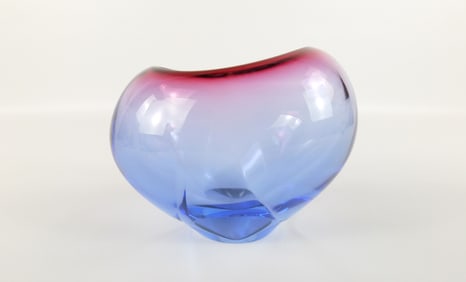 Don Gonzalez Hand Blown Blue Amethyst Glass Vase