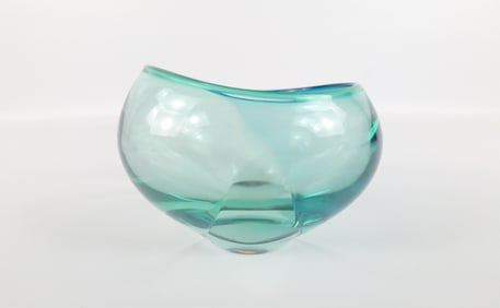 Don Gonzalez Hand Blown Blue/Green Glass Bowl
