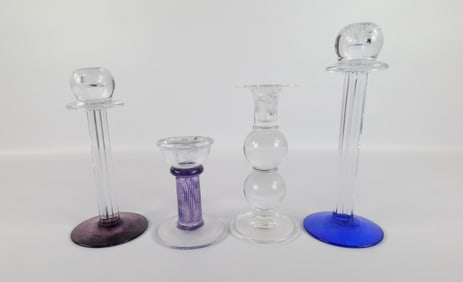 Lot of 4 Glass Candlesticks
