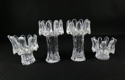 Lot of 4 Kosta Boda Sunflower Candle Holders