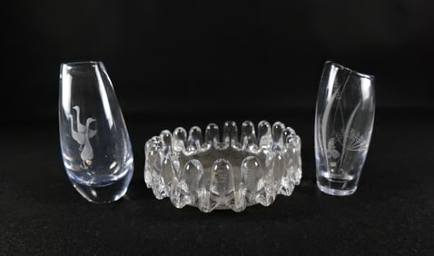 Lot of 3 Kosta Boda Swedish Crystal Pieces