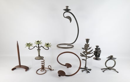 Lot of 8 Decorative Metal Candle Holders