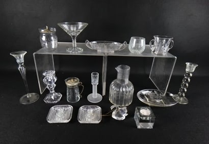 Lot of Clear and Etched Glass Pieces