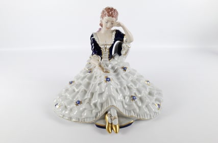 Royal Dux Porcelain Seated Lady Reading a Book Figurine