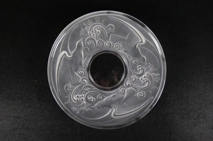 Val Saint Lambert Gloucester Pattern Frosted Crystal Centerpiece Platter