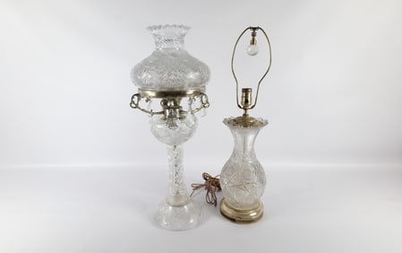 Lot of 2 AS-IS Cut Glass Table Lamps