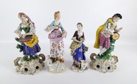 Group Lot of 4 Hand Painted 19th Century Porcelain Figurines