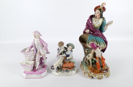 Lot of 3 Hand Painted 19th Century Porcelain Figurines