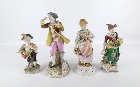 Grouping of 4 Hand Painted Figurines