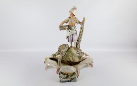 19th Century Majolica Centerpiece/Figurine