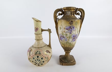 Lot of 2 19th Century Hand Painted Porcelain Pieces