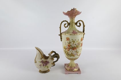 Lot of 2 19th Century Hand Painted Porcelain Pieces