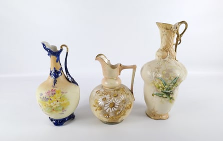 Lot of 3 Antique Royal Rudolstadt Ewers