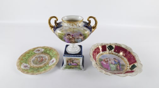 Lot of 3 Antique Royal Vienna Porcelain Pieces