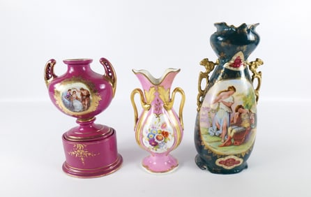 Lot of 3 Antique Porcelain Vases and Urn