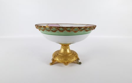 Hand Painted Serves Style French Pedestal Center Compote