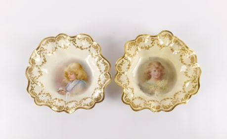 Pair of Antique Royal Doulton Portrait Dishes