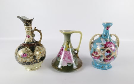Lot of 3 Hand Painted and Transferware Porcelain Pieces