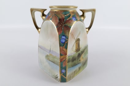 Antique Nippon Double Handled Vase